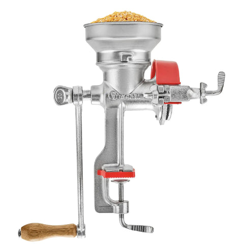 Manual Cast Iron Grain Mill With Low Hopper For Fresh Corn And Grains Hand Crank Grinder With Adjustable Screw Erosion Resistant Discs And Double Tin Plating Built To Last Made In Colombia