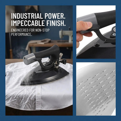 Pro Grade Commercial Steam Iron For Clothes With Instant Heat Retention And Consistent Steam Output Heavy Duty Handheld Industrial Iron Steamer For Clothing Factories And Dry Cleaners Built For Bulk Pressing on white shirt