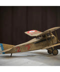 Side view of 100th Anniversary Series French Spad VII Laser Cut Balsa Wood Model Kit For Weekend DIY Airplane Buffs With 18 Inch Wingspan Tissue And Accessory Pack Scale WWI Ace Plane 102.