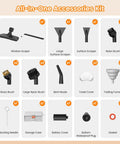 18 Piece Top Shelf Steam Cleaner Accessory Kit Straight Up Solid Build featuring various tools like scrapers and brushes.