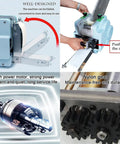 Electric Dumpling Skin Maker With 140W Motor Automatic Wonton Wrapper Machine showing parts and operation for easy dough press.