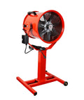 Built Tough Heavy Duty Industrial Floor Pedestal Fan With A 1 25 Hp Motor That Cranks Out Powerful Airflow Up To 120 Feet For Warehouses Gyms And Job Sites Runs Smooth standing on a red wheeled base