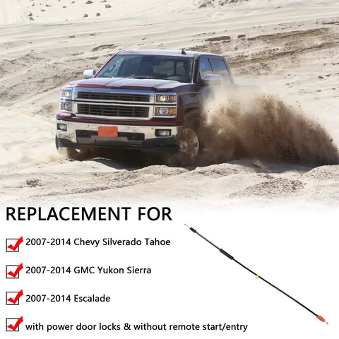 Door Cable Latch Kit For 2007-2014 Chevy Silverado Tahoe Yukon Sierra Escalade seen with truck in desert theme.
