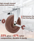 5 Inch Heavy Duty Casters Set Of 4 With Brakes 2400 Lbs Capacity High Temperature Glass Filled Nylon Wheels shown in industrial setting