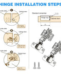 Installation steps for 4 Pack Half Overlay Frameless Soft Close Cabinet Hinges 35mm Steel Hydraulic Concealed Hinges