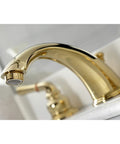 Polished Brass Widespread Bathroom Faucet With Deck Mount 8 To 16 Inch Spread Solid Brass Build Drip Free Washerless Cartridge