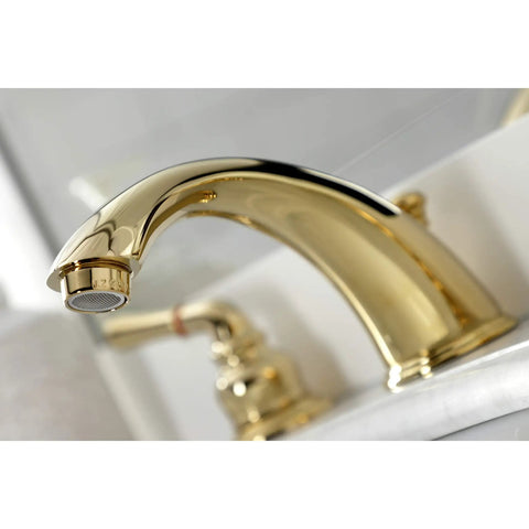 Polished Brass Widespread Bathroom Faucet With Deck Mount 8 To 16 Inch Spread Solid Brass Build Drip Free Washerless Cartridge