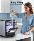 Woman filling Nugget Ice Maker Countertop With 44 Lbs Per Day Capacity, 1.8 Liter Water Tank, in kitchen setting