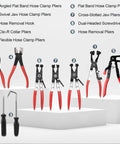9 Piece Hose Clamp Pliers Set Long Reach Tool Kit For Water Hoses And Radiator Includes Clic R Collar Pliers, Hose Hook