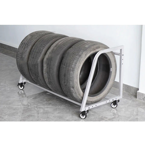 Built Tough Rolling Tire Rack For Garage With Smooth Glide Casters And Scratch Resistant Steel Frame Mobile Automotive Storage Cart For Home Gearheads And Transport Trailers