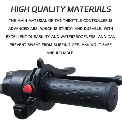 Motorcycle Cruise Control With Adjustable Throttle Lock Rugged Anti Slip Handlebar Clamp showing durable ABS grip design with twist mechanism.