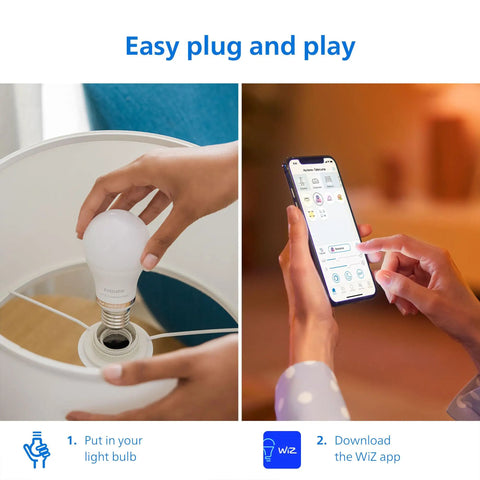 Smart Color Changing A19 LED Bulbs 4-Pack With Motion Sensing, 60W Equiv 800 Lumens, E26 Indoor WiFi Lights You Can Control By Voice Or App, 16 Million Colors To Dial In Any Vibe And Ambience, bulb installation and app control