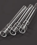 Three clear straight glass tubes from Glass Tube Stem Set Four Pcs Straight 110mm Downstems For Water Pipe And Lab Use With Two Test Tubes