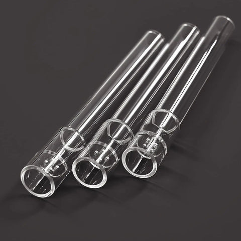 Three clear straight glass tubes from Glass Tube Stem Set Four Pcs Straight 110mm Downstems For Water Pipe And Lab Use With Two Test Tubes