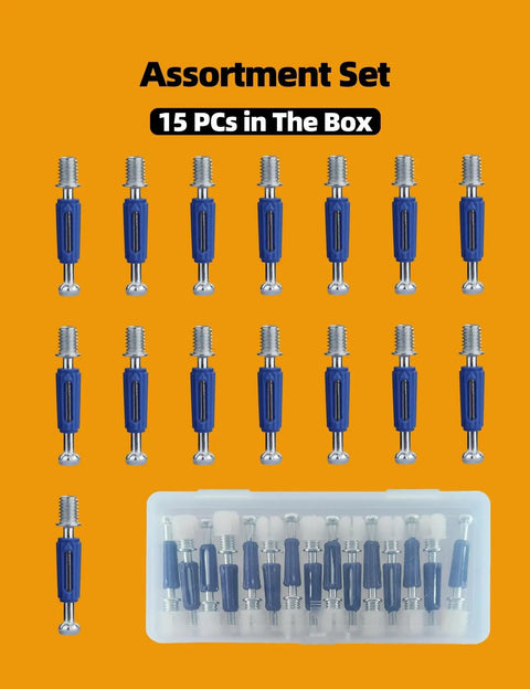 Top Rated Furniture Cam Lock Screws And Connectors M6 X 40mm Zinc Plated Steel Build For No Sweat Diy Repairs and Solid Wood Assembly Kits With Serious Grip On Any Home Repair Job, 15 piece assortment set in a box.
