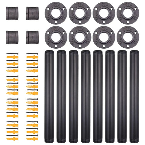 Straight Up Heavy Duty Industrial Pipe Table Legs Four Piece Twenty Six Inch Tall One Inch Diameter Sturdy Steel Frame Kit with fittings and screws.