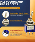 3 Position SPDT Mini Toggle Switch On Off On 3 Pin 6A at 125V and 3A at 250V Micro Toggle Switch for Arduino Projects With Durable Metal Housing Great For DIY Electronics Maker Projects and Arduino Experiments. Brass metal mini toggle switch with 3 pins and blue housing