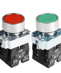 Two Pack 22mm Momentary Push Button Switch Red And Green 1NO 1NC Metal Head XB2-11BN-G&R SPST 660V 10A Nylon Body