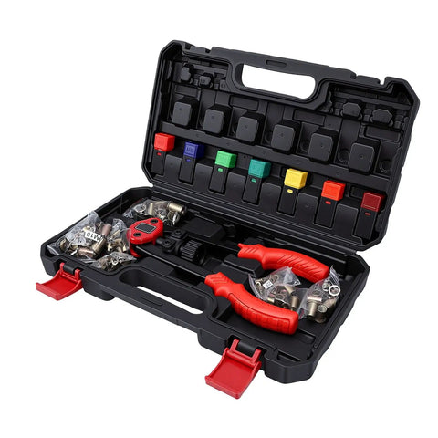 Heavy Duty Rivet Nut Tool Set 13 Inch Carbon Steel Kit With M3 M12 Mandrels And Quick Head Change U Arm shown in open case