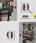 Brushed Nickel Pocket Door Lock Privacy Square Hardware displayed on interior door, visible from both exterior and interior perspectives.