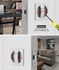 Two Pack Brushed Nickel Privacy Pocket Door Lock Set With Square Handles for sliding pocket doors shown with screwdriver on exterior.