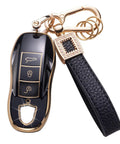 Porsche Key Fob Cover With Leather Lanyard, Built To Last 360 Degree Protection For Macan Cayenne Panamera 911 Boxster Cayman 718 Smart Key