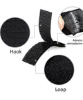 Close-up of 2x4 Inch Self Adhesive Hook And Loop Tape Set showing hook and loop details, ideal for indoor outdoor use, no drill needed.