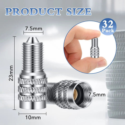 32 Pieces Double Seal Valve Stem Caps For High Pressure Tires Metal Flow Through Air Caps For Trucks Cars RVs Semis Buses