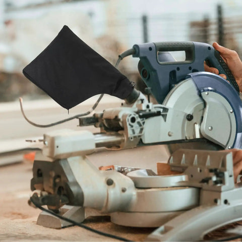 Heavy Duty Miter Saw Dust Collection Bags With Durable Zipper And Reinforced Wire Rim, Universal Adjustable Sleeve Fits Table Saws And Belt Sanders, No Sweat Woodworking Shop Cleanup on miter saw