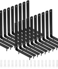 10 Pack Black Cast Iron L Shelf Brackets Heavy Duty Corner Braces Support Sixty Six Pounds Rust Resistant Wall Mount Hardware For Seven Inch Boards.