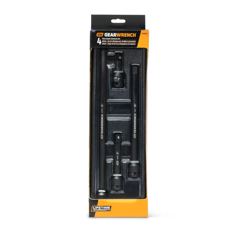Beefy Four Piece Half Inch Drive Impact Extension Set With 3, 5, 10, 15 Inch Lengths For Heavy Duty Projects in packaging
