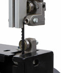 Badass Heavy Duty Steel Benchtop Band Saw With 2.2 Amp Motor rips through lumber using precision blade alignment and sealed bearings.