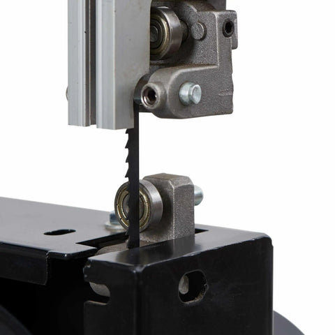 Badass Heavy Duty Steel Benchtop Band Saw With 2.2 Amp Motor rips through lumber using precision blade alignment and sealed bearings.