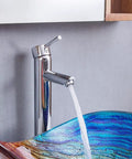 Slick Tempered Glass Vessel Bowls With Clean Striped Oval Shape For Your Modern Bathroom Vanity Counter Setup No Faucet Included Badass Scratch Proof Build And Smooth Top Shelf Finish featuring elegant wash basin with flowing water.