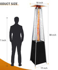 Outdoor Propane Patio Heater 48000 BTU With Detachable Wheels And Protective Cover Black High Heat Space Heater next to silhouette