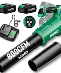Cordless Leaf Blower With Battery And Charger, 800 CFM At 300 MPH, Three Speed With Visual Panel, includes batteries and tubes
