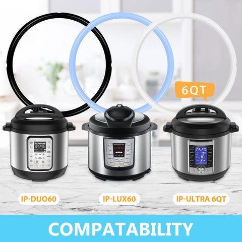Three Pack 6 Qt Silicone Sealing Ring Set for Electric Pressure Cookers Replacement Gasket for Duo60 Lux60 Duo50 Smart60 Csg60
