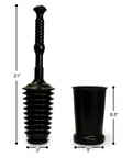 Heavy Duty Toilet Plunger Kit With Tall Bucket Black Air Release Valve And 8 Cup Water Displacement for Quick Unclogging