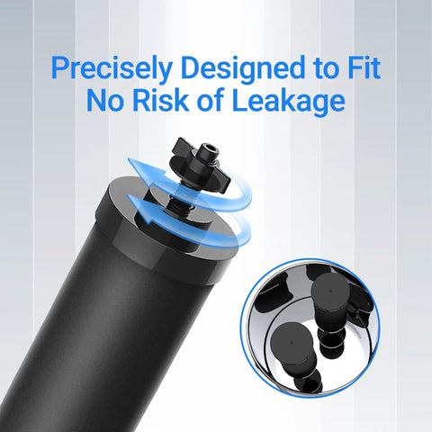 Gravity Water Filter Replacement For Berkey BB9-2 Compatible Systems Black Carbon Filters shown with sealing mechanism