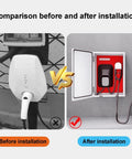 Comparison of Heavy Duty Galvanized Steel Charging Station Enclosure before and after installation, showcasing EV charger protection.