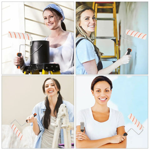 Women using Knock Your Next Reno Out Of The Park With This Smooth Ride Roller And Brush Set Having A Solid Tray for painting.