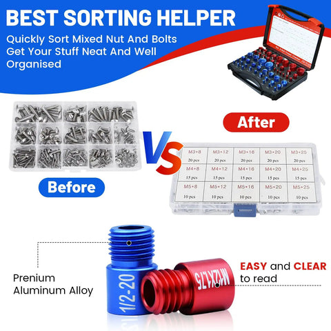 Detachable Thread Checker Kit For SAE And Metric Bolts Nuts And Screws 50 Piece Gauge Set For Quick Size ID Comparison