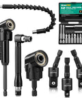 GRENPRO 19-Pc Flexible Drill Bit Extension Kit with 2x 105° right-angle adapters, rotatable socket adapters