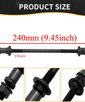 Top Shelf 9.45 Inch Long Rear Hub Shaft For Bike 3/8 Diameter 26 Tpi Threads Multispeed Wheel Axle Kit showing 240mm length and black finish.