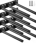 12 Pack 6 Inch Black Solid Steel Floating Shelf Brackets Hidden Concealed Shelf Supports For Floating Wood Shelves Includes Screws And Wall Plugs