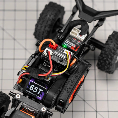 MB100 Nano Brushed ESC 15A For SCX24 SCX30 RC Crawlers, 1/24 1/30 1/32 Scale, IP67 Waterproof, Linear Throttle With Drag Brake Adjustable Via AUX, No App Support, Not For 370 Motors, installed on 1/24 RC crawler with 030 brushed motor