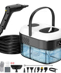 Powerful Handheld Steam Cleaner With 2500W Motor And 3 Bar Pressure Cuts Right Through Grease And Dust with accessories.