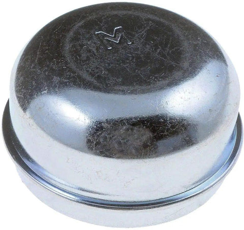 Silver Wheel Dust Cap For Daily Drivers, showing a round hardened steel hub cover with a shiny finish, designed to fit 2 inch outer diameter.