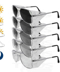 Top Shelf Aviator Safety Glasses Metal Frame ANSI Z87 DOT Approved For Motorcycles Heavy Duty Work Shop UV400 stacked display.