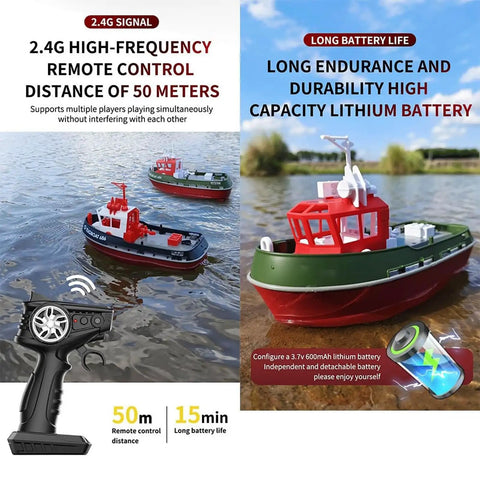Dope Turbocharged RC Boat 1:72 Scale Electric Racing Model with 2.4GHz Remote Control in a lake